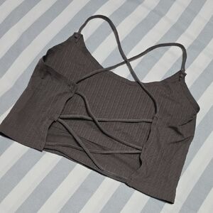 Gray Strappy NO SHOW Sports Bra
